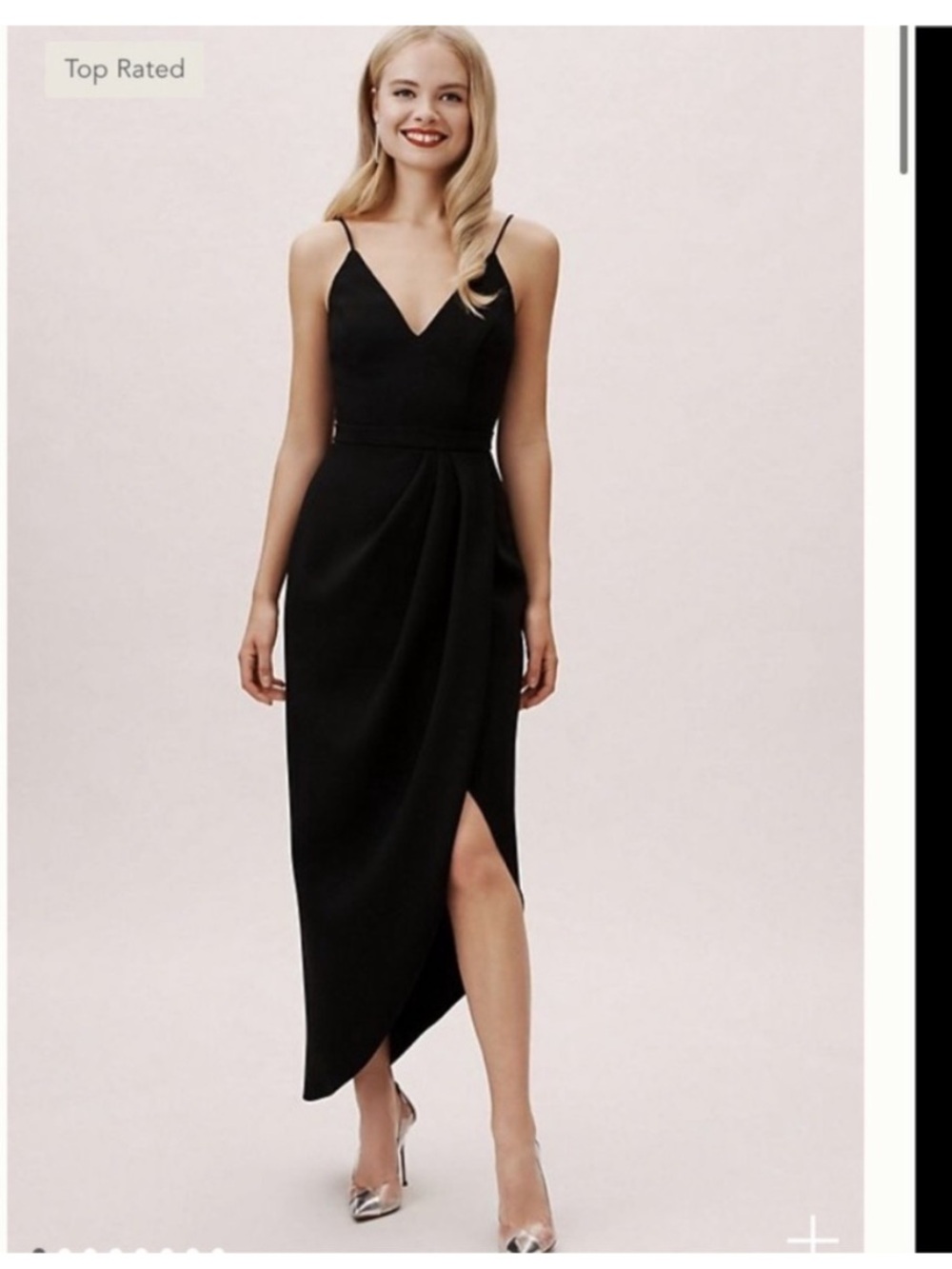 Anthropologie Bhldn CaronBlack Spaghetti-Strap V-Neck Midi Dress Size 6